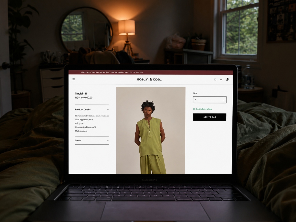 Goblin & Coal online website on laptop mockup